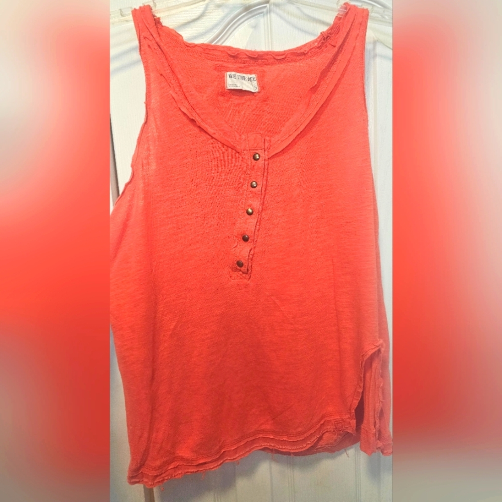 We The Free Coral Sleeveless Buttoned Tank Top Size Small